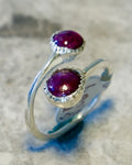 Silver Double Star Ruby Ring