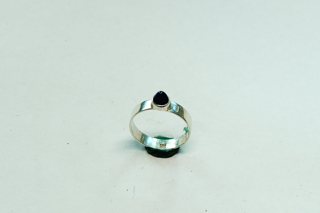 Silver Ring Exotic Large Amethyst Round Cabachon Cut