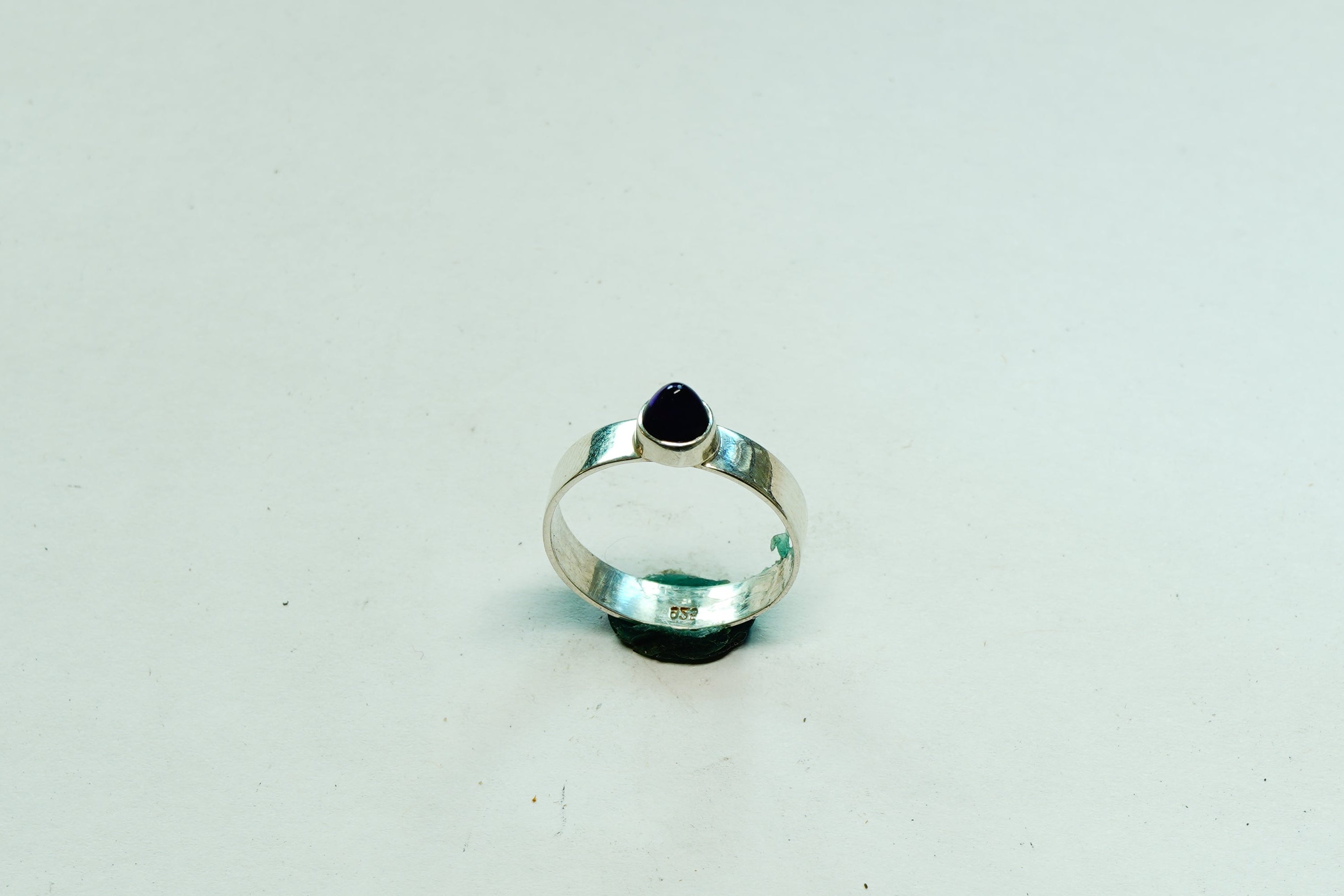 Silver Ring Exotic Large Amethyst Round Cabachon Cut