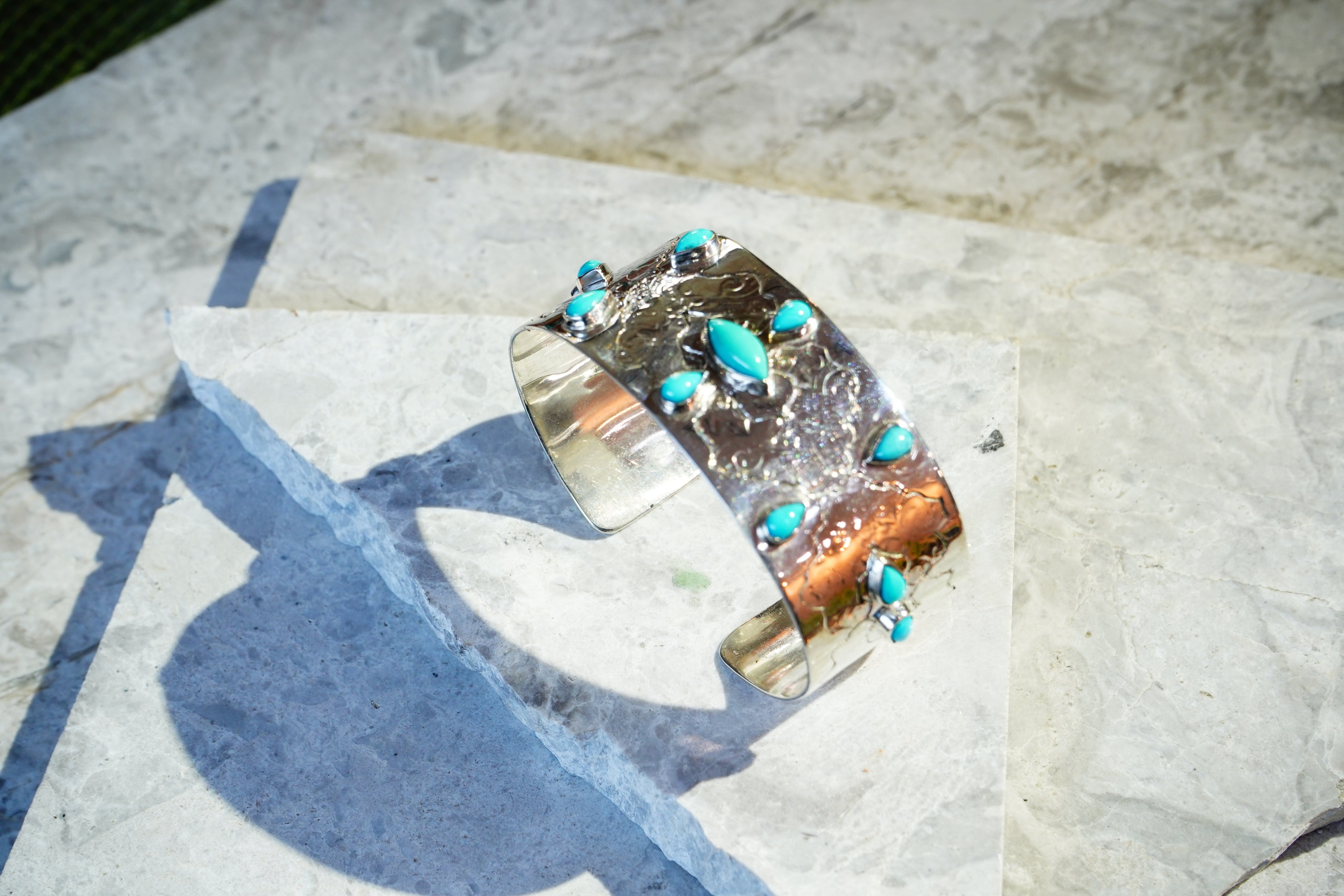 BOHO CUFF BRACELET WITH PERSIAN TURQUOISE