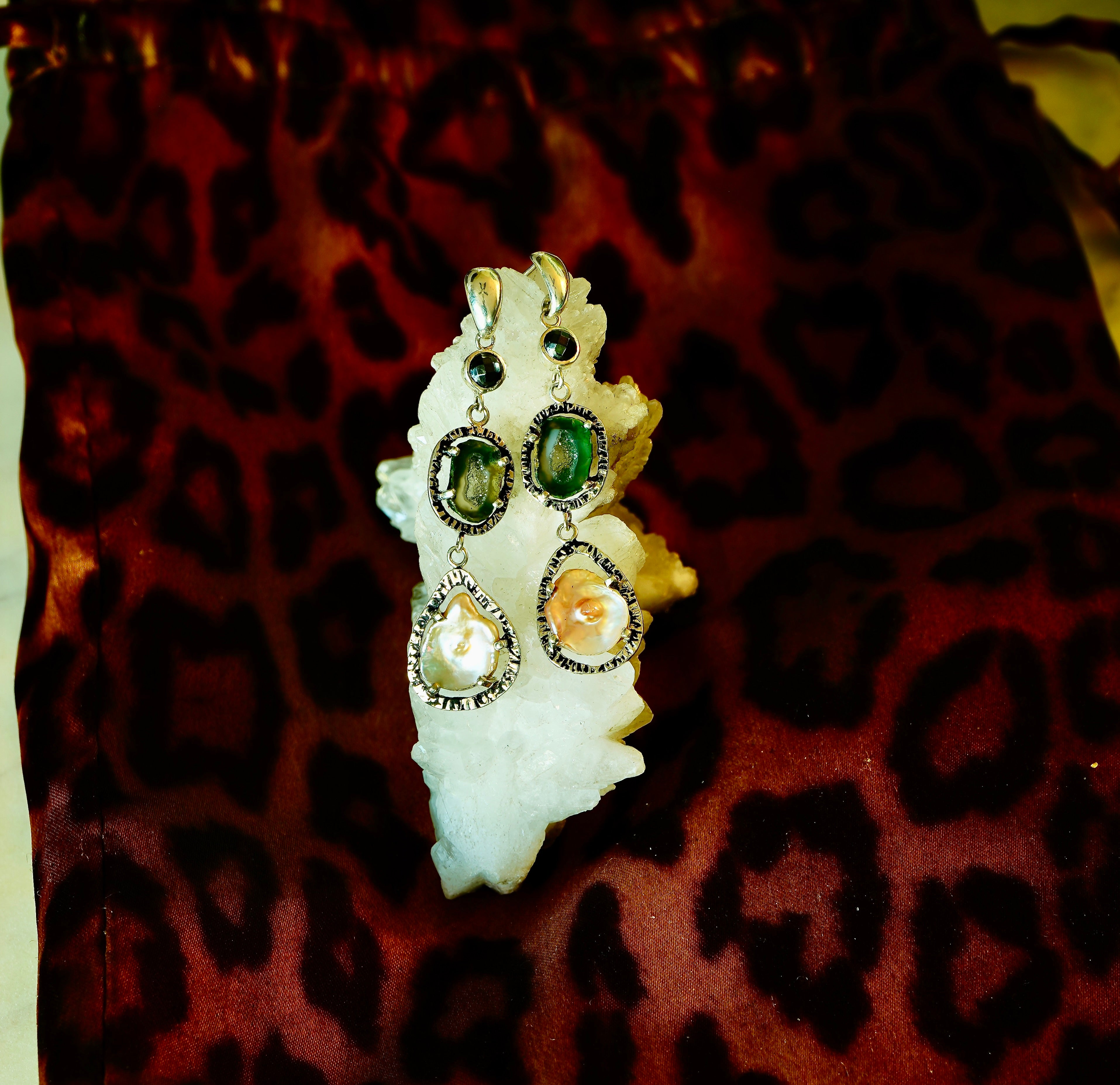 Silver Gemstone Drop Earrings