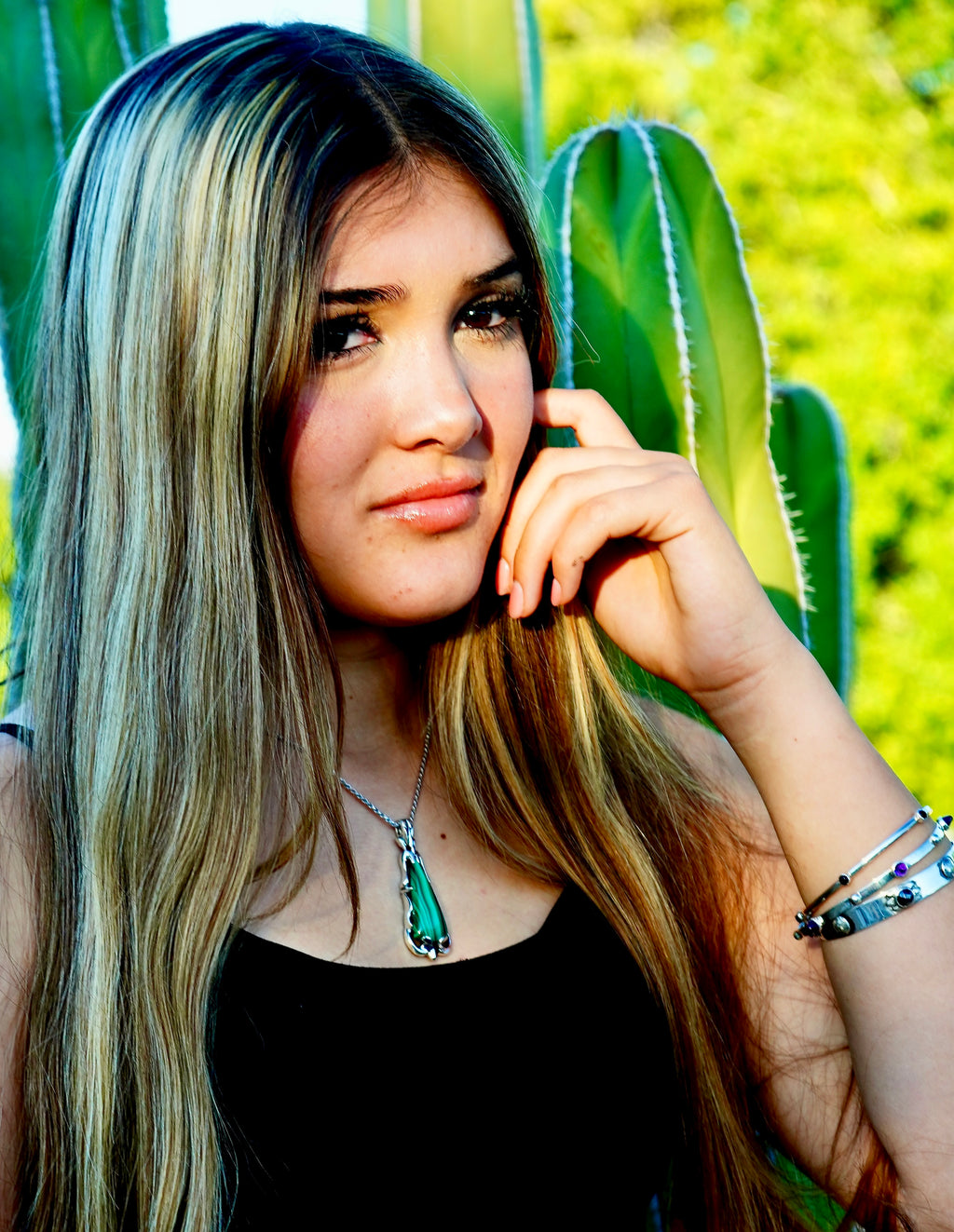Silver Malachite Teardrop Pendant Necklace