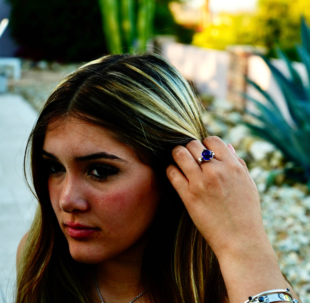 Silver Ring Exotic Vintage Amethyst ring