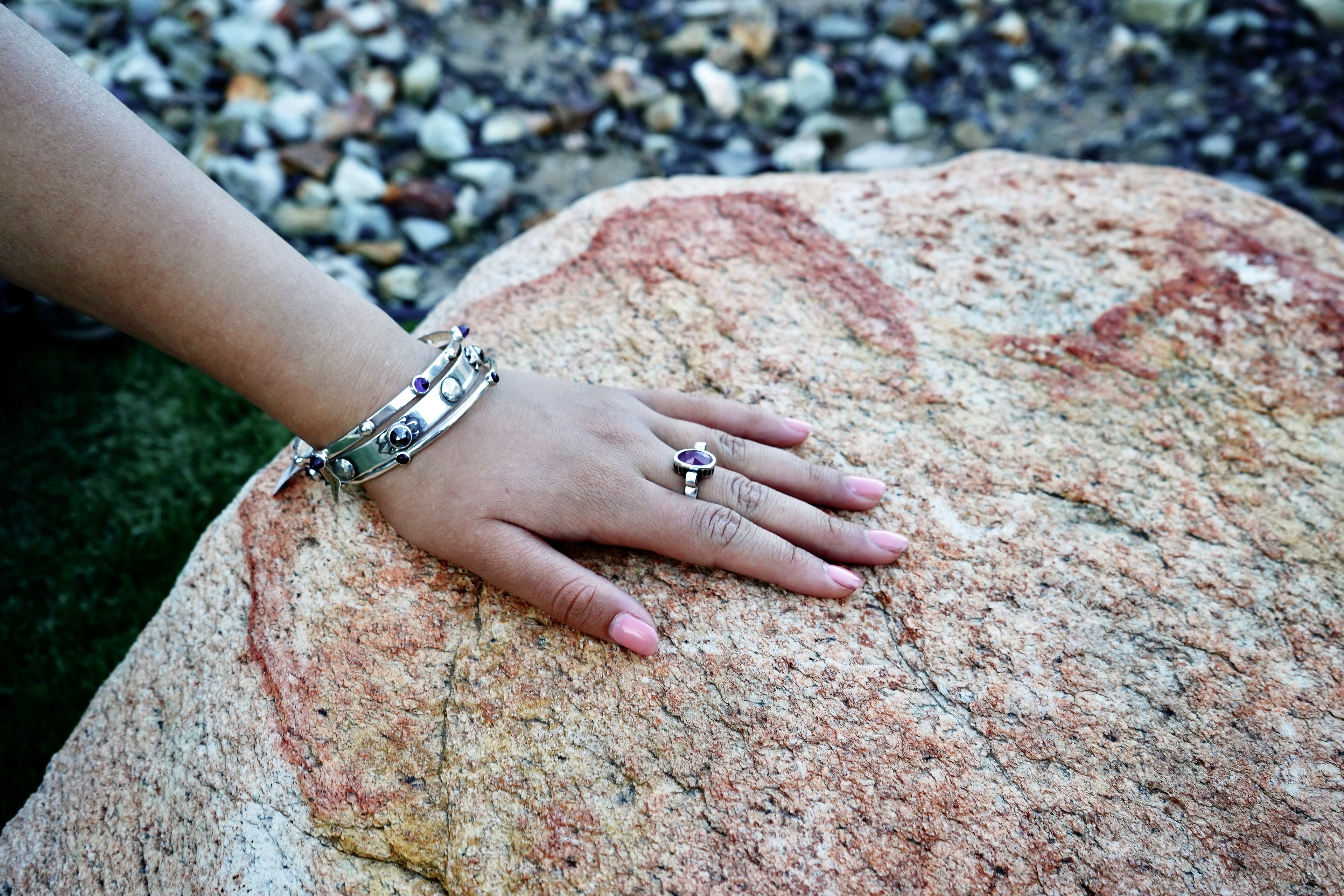 Vintage Greek Era, Large Pink Sapphire Silver Ring