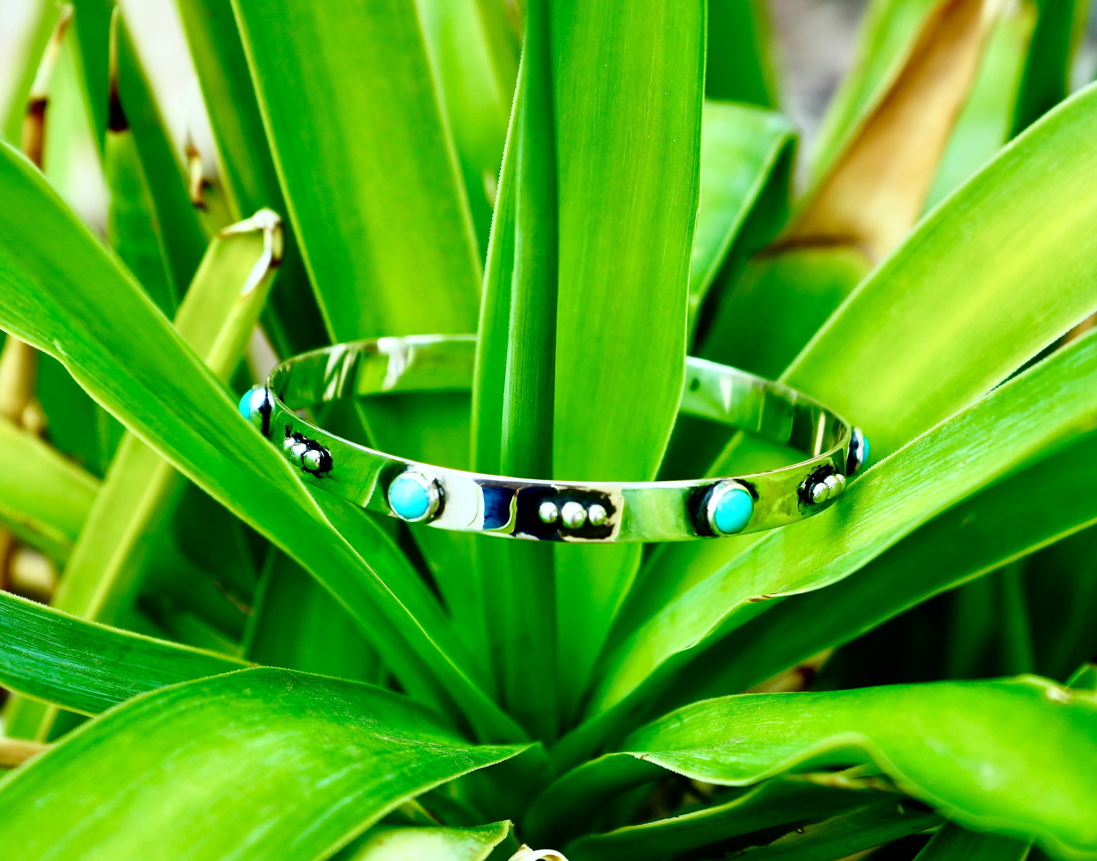 Stacakable Silver and Turquoise bracelet