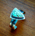 Southwest style Silver cuff bracelet with large Tourqoise