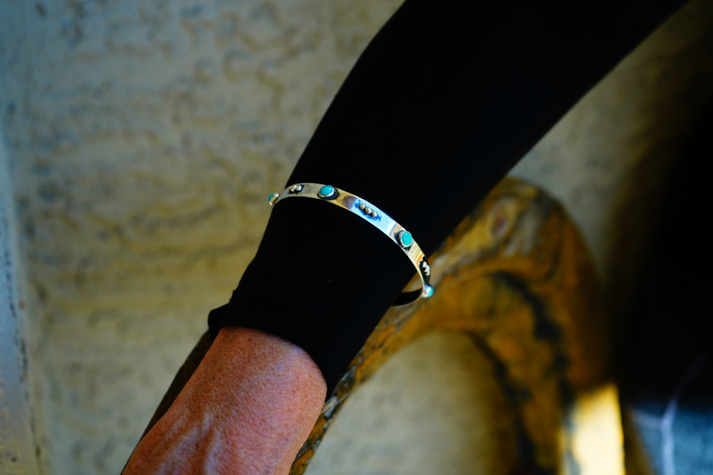 Stackable Silver and Turquoise Bracelet