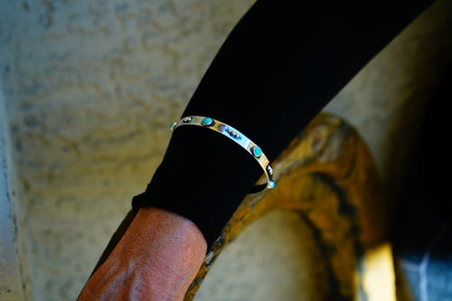 Stacakable Silver and Turquoise bracelet