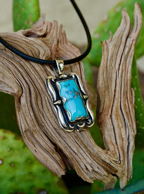 Silver Pendant with Large Bisbee Turquoise